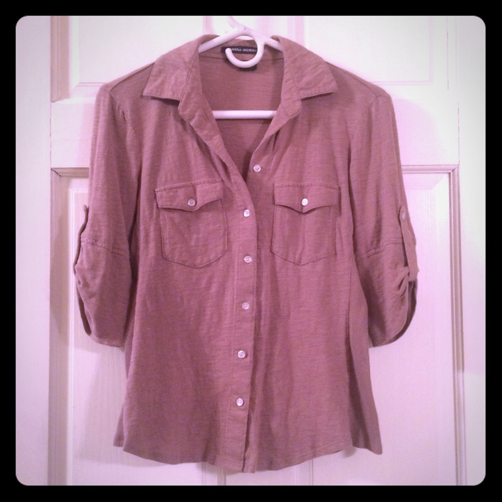 Knit button blouse beige Sandra ingrish XS, cotton